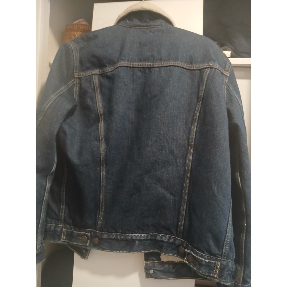 Levi's Denim Sherpa Trucker Jacket Blue Mens Medium  Classic - Picture 6 of 6